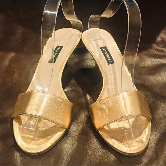 Nine West Slip on mules sandals heels bronze - Picture 2 of 7